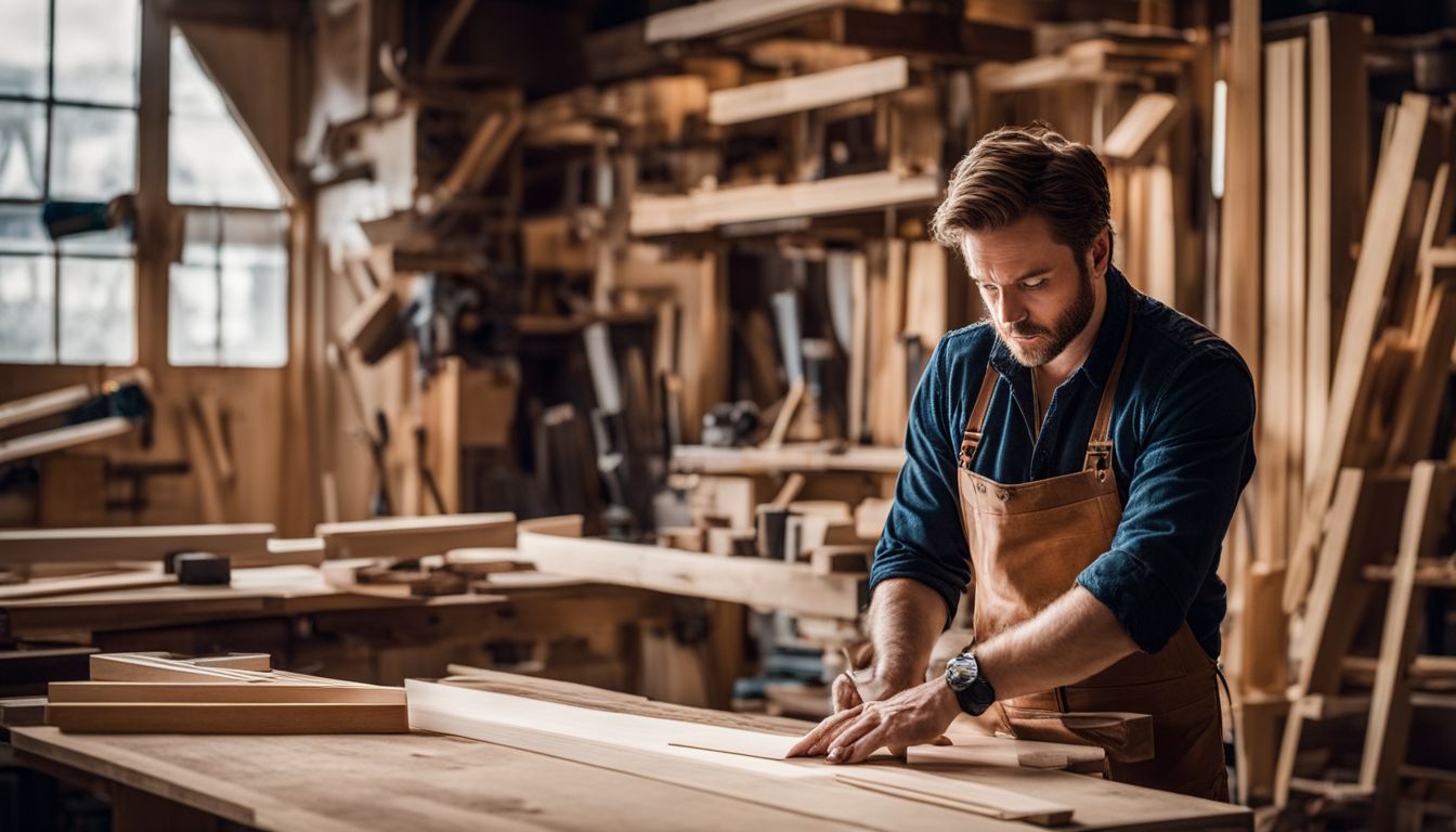 A woodworker struggles with unclear instructions and incomplete plans in workshop.